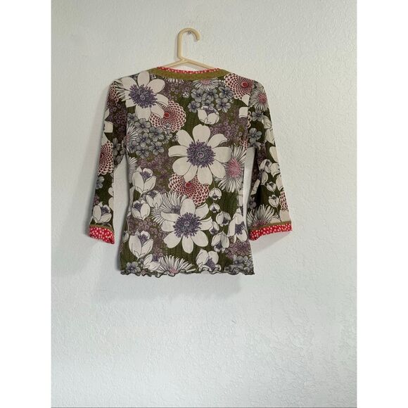 ANAC Designed by Kimi Top Womens M  Mesh Bell Sleeve Tattoo  Tunic Blouse Y2K - Picture 3 of 3